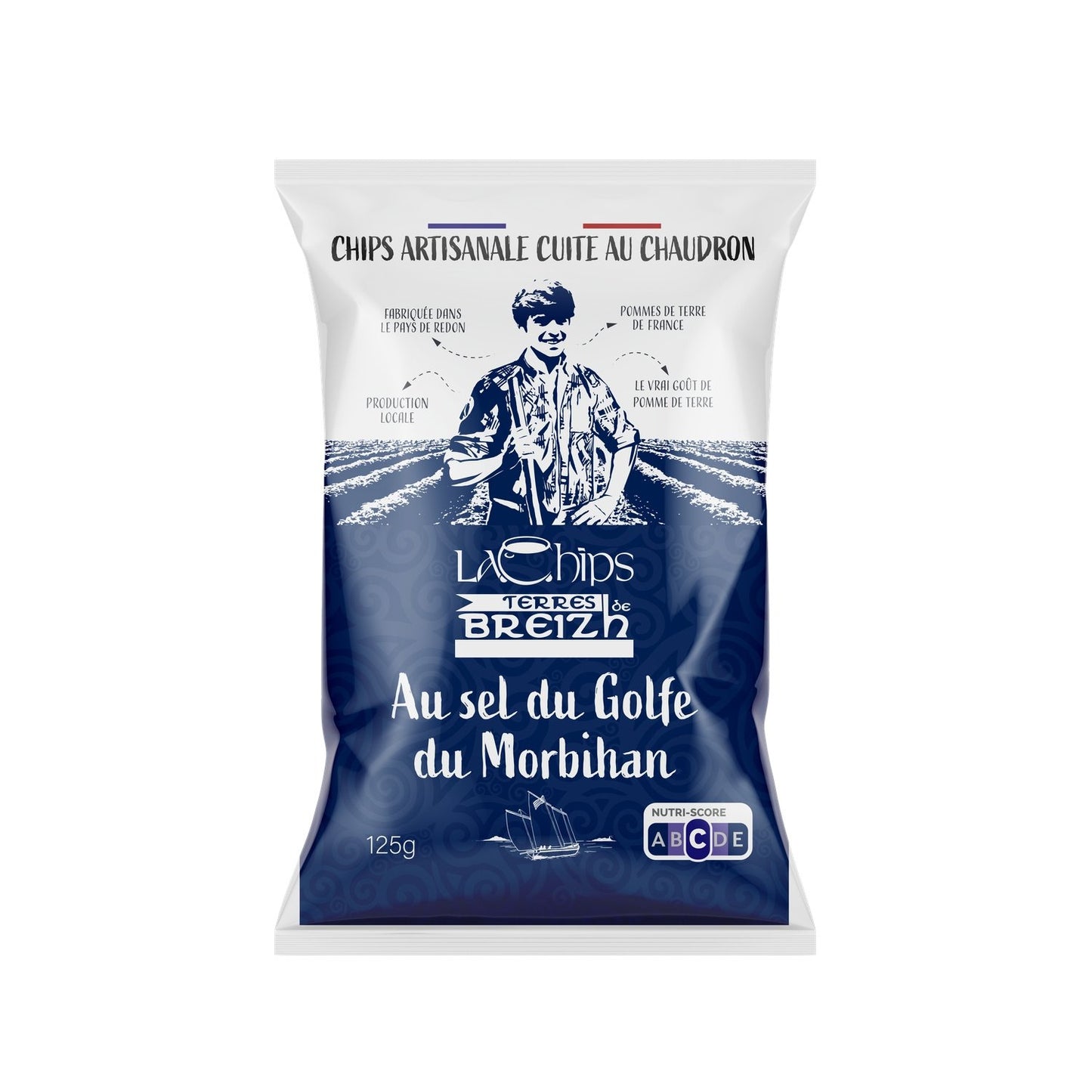 Chips de Pomme de Terre au Sel du Golfe du Morhiban LA CHIPS TERRES DE BREIZH le paquet de 125g