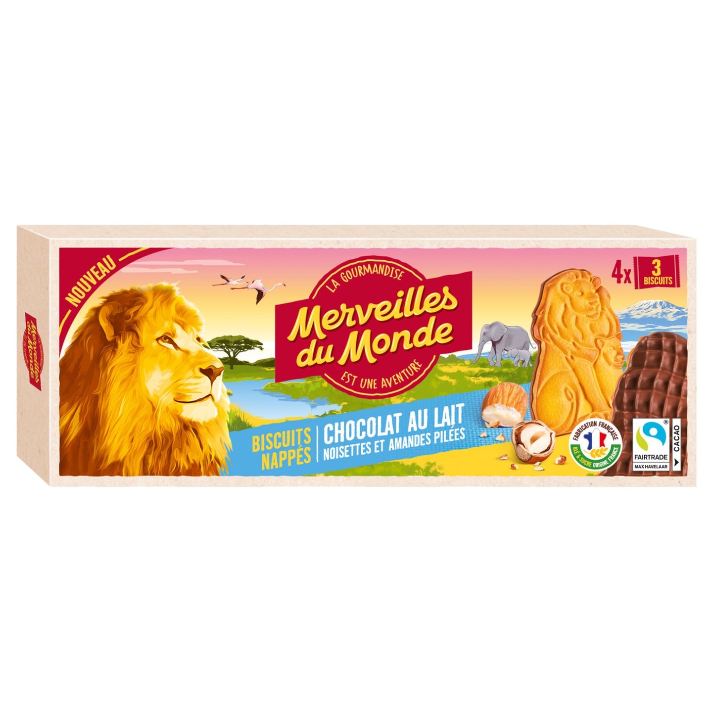 Biscuits Nappés Chocolat au Lait Les Animaux MERVEILLES DU MONDE