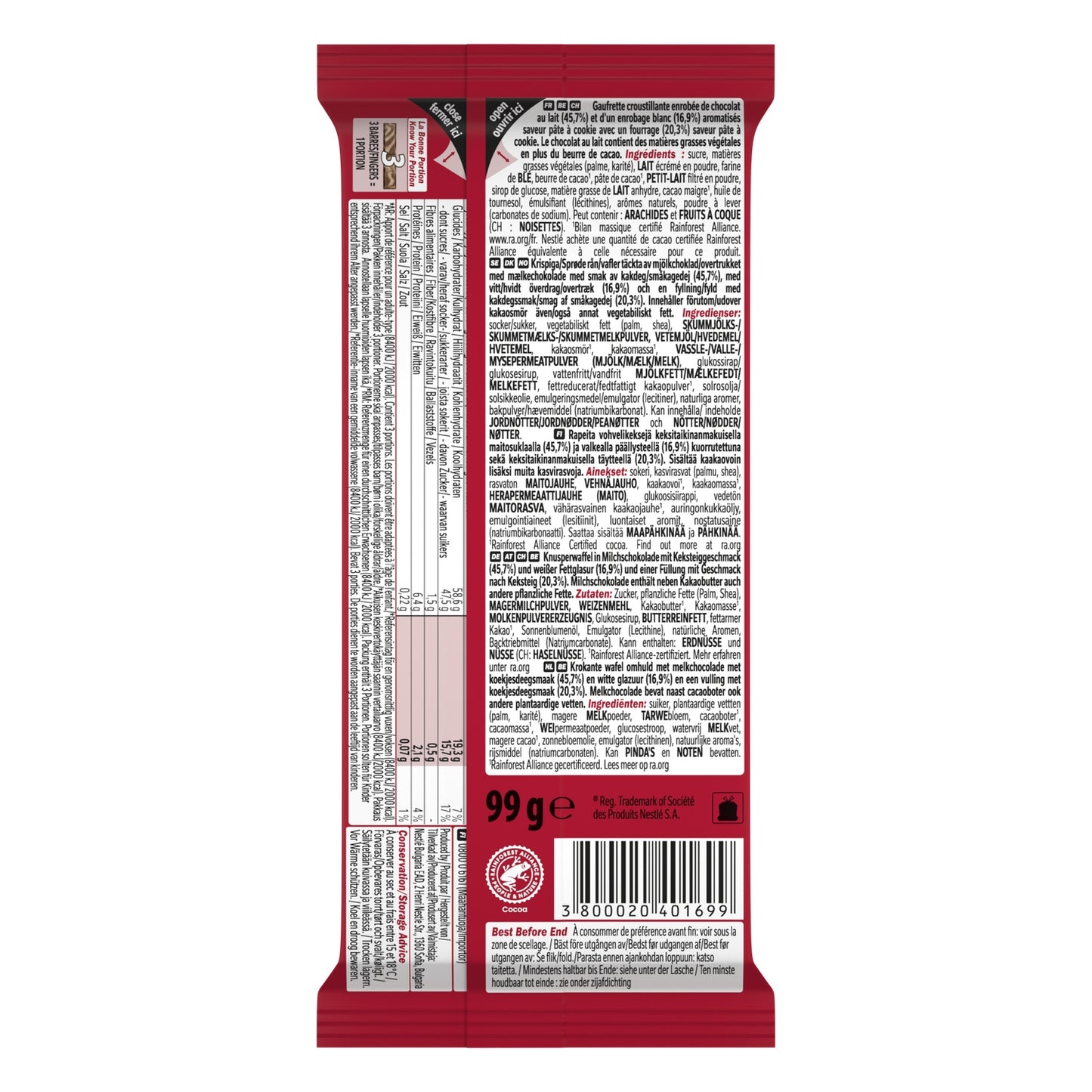 Tablette de Chocolat Saveur Cookie Dough KITKAT