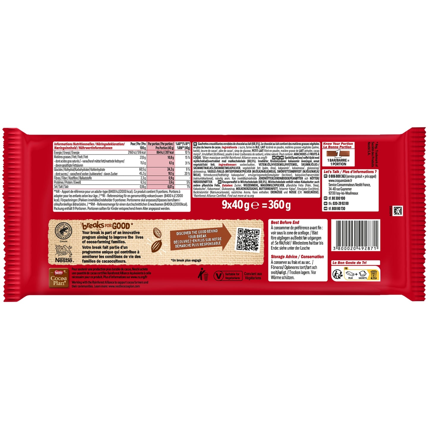 Barres Chocolatées Lait KITKAT