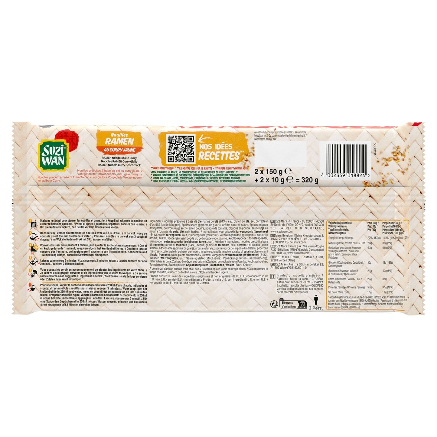 Nouilles Précuites Ramen Curry Jaune SUZI WAN