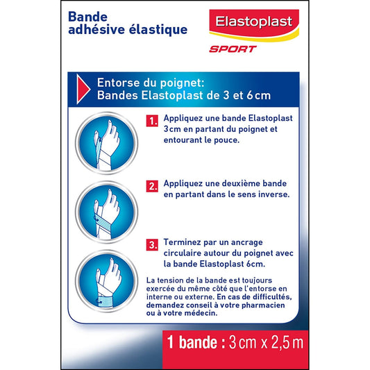 Bande Adhésive Elastique Hypoallergénique 3x2, 5 Cm Sport ELASTOPLAST