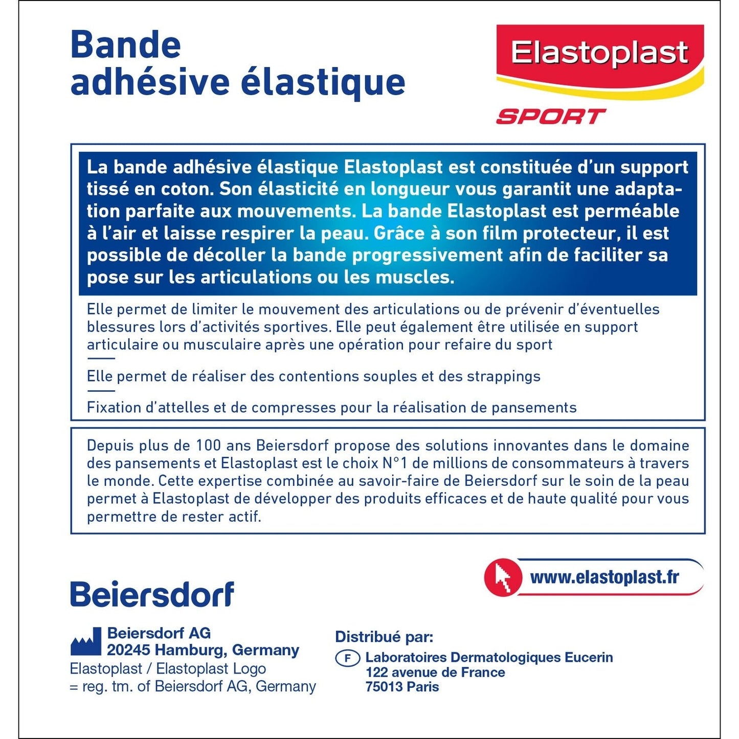 Bande Adhésive Elastique Hypoallergénique 6x2, 5 Cm Sport ELASTOPLAST