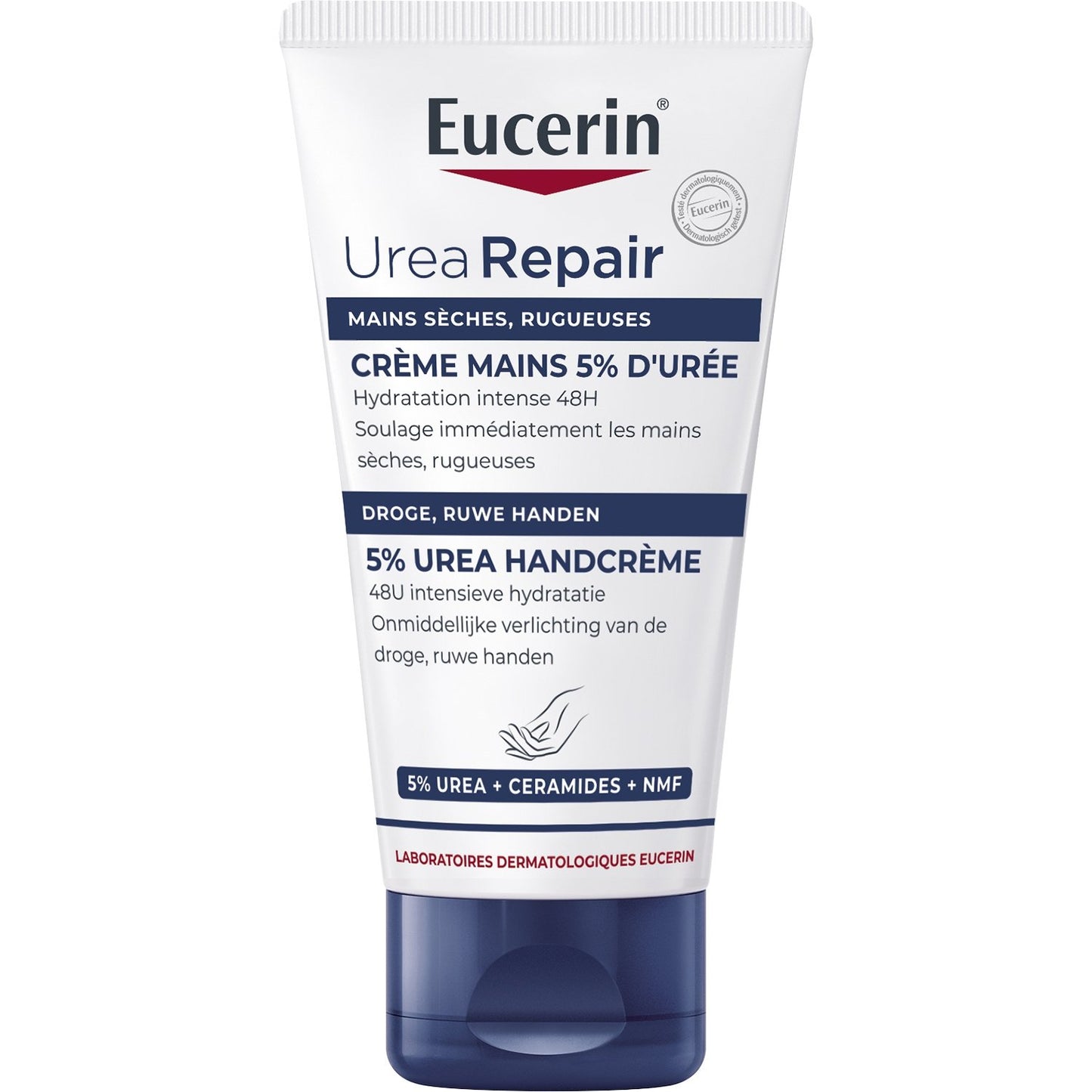 Crème Mains Réparatrice 5% Urée Peau Sèche EUCERIN le tube de 75 ml