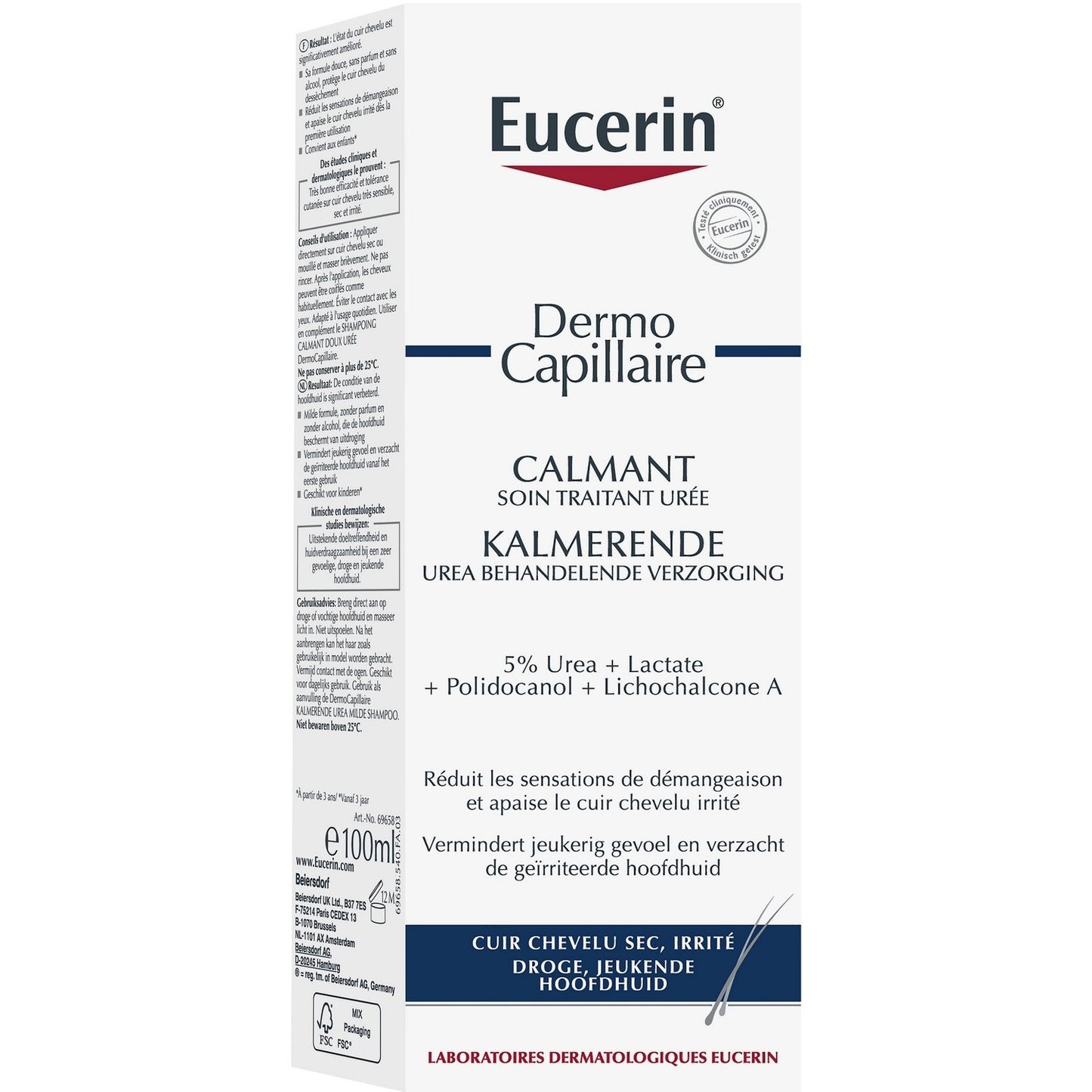 Soin Cheveux Dermo Capillaire 5% d'Urée Cuir Chevelu Irrité EUCERIN le flacon de 100mL