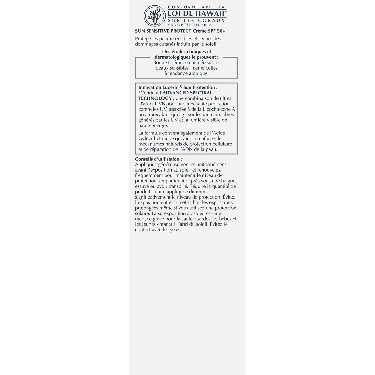 Crème Solaire Visage Peau Normale et Sèche Très Haute Protection Spf 50+ EUCERIN