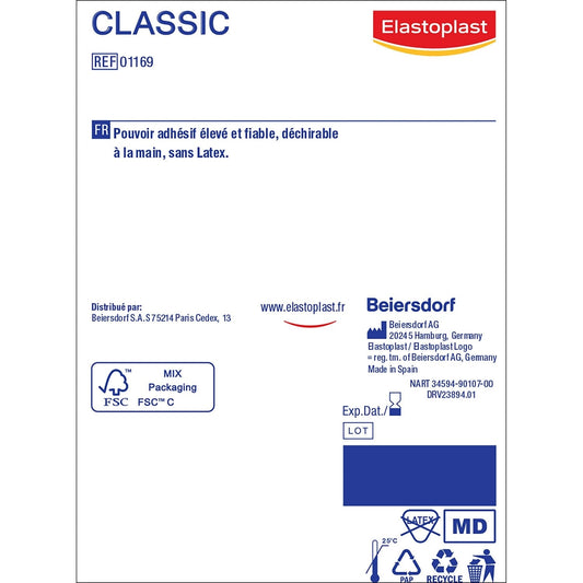 Sparadrap Adhésif Fixation Sûre et Résistante 0% Latex Classic Med+ ELASTOPLAST