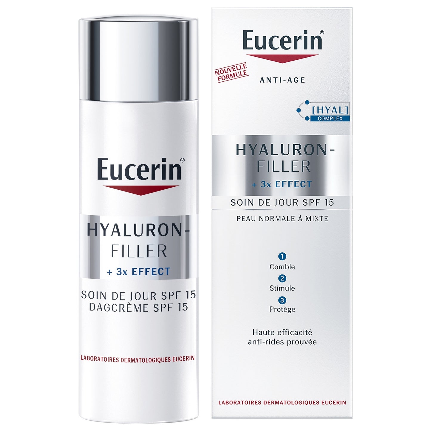 Crème de Jour Spf 15 Peau Normale à Mixte Anti-âge Hyaluron-Filler + 3x Effect EUCERIN