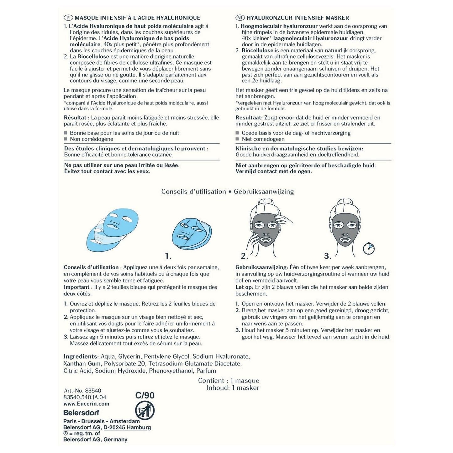 Eucerin Hyaluron-Filler 3x Effect Intensive Feuchtigkeits-Anti-Aging-Gesichtsmaske