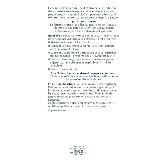 Huile de Douche Peaux Sèches et Sensibles Maintien du Ph Naturel Ph5 EUCERIN