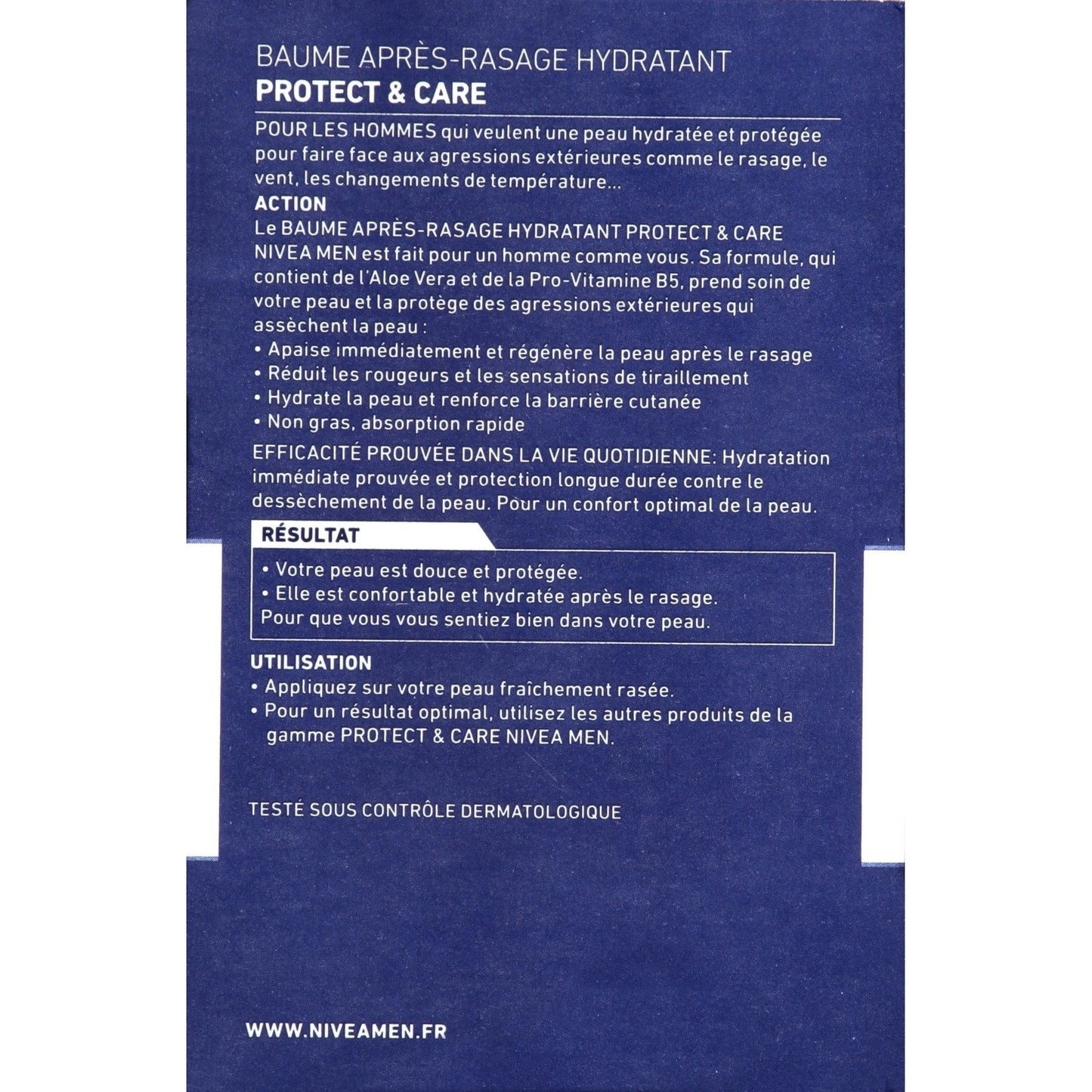 Baume Après-Rasage Hydratant Protect&care Aloe Vera NIVEA MEN