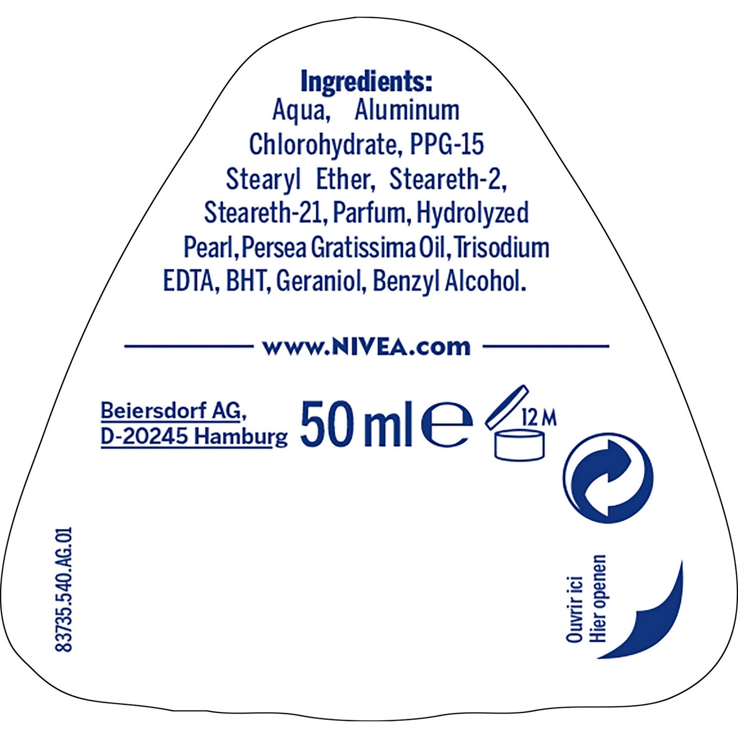 Déodorant bille Anti-transpirant Pearl & Beauty NIVEA