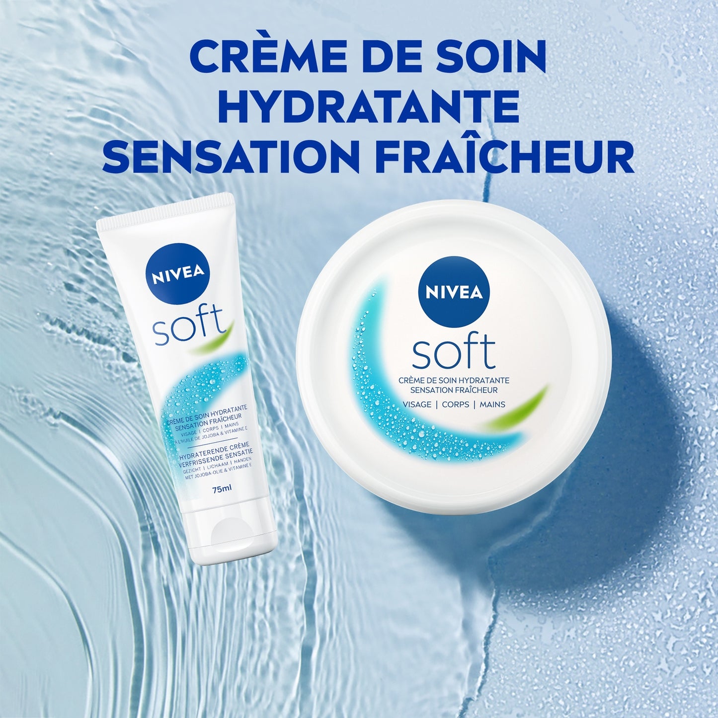 Crème Hydratante Fraîcheur Visage Corps Mains Soft NIVEA