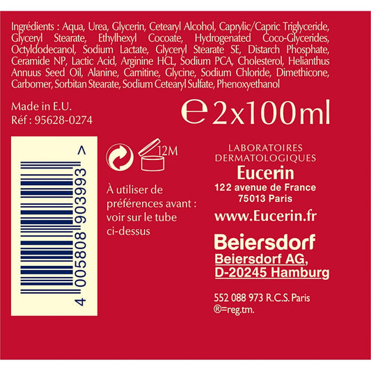 Crème pieds Secs Réparatrice Intense 10% Urée Hydratation Longue Durée EUCERIN