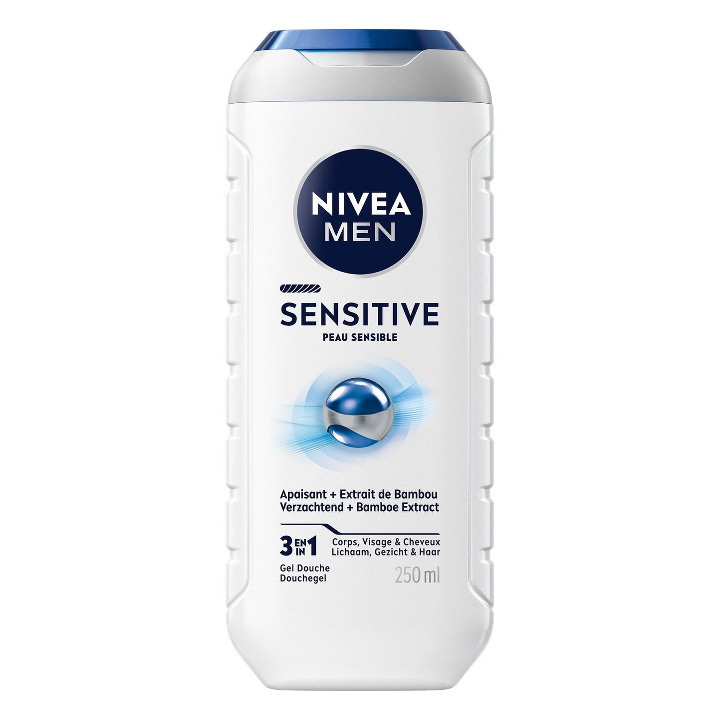 Gel Douche Homme Corps Visage Cheveux Peau Sensible Sensitive 3 en 1 NIVEA le flacon de 250mL