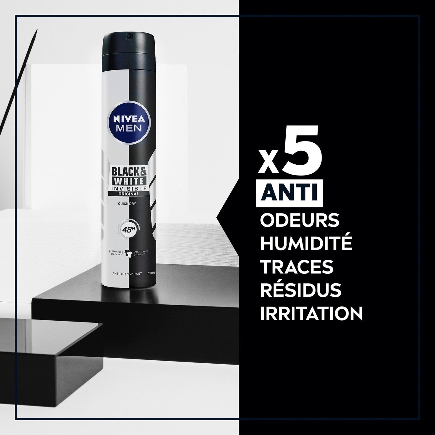 Déodorant Spray Homme Anti-Transpirant Black & White NIVEA MEN