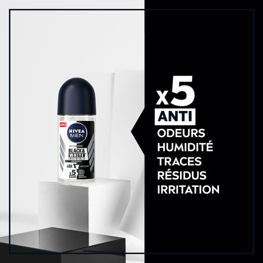 NIVEA MEN Black & White Anti-Perspirant Roll-On Deodorant for Men