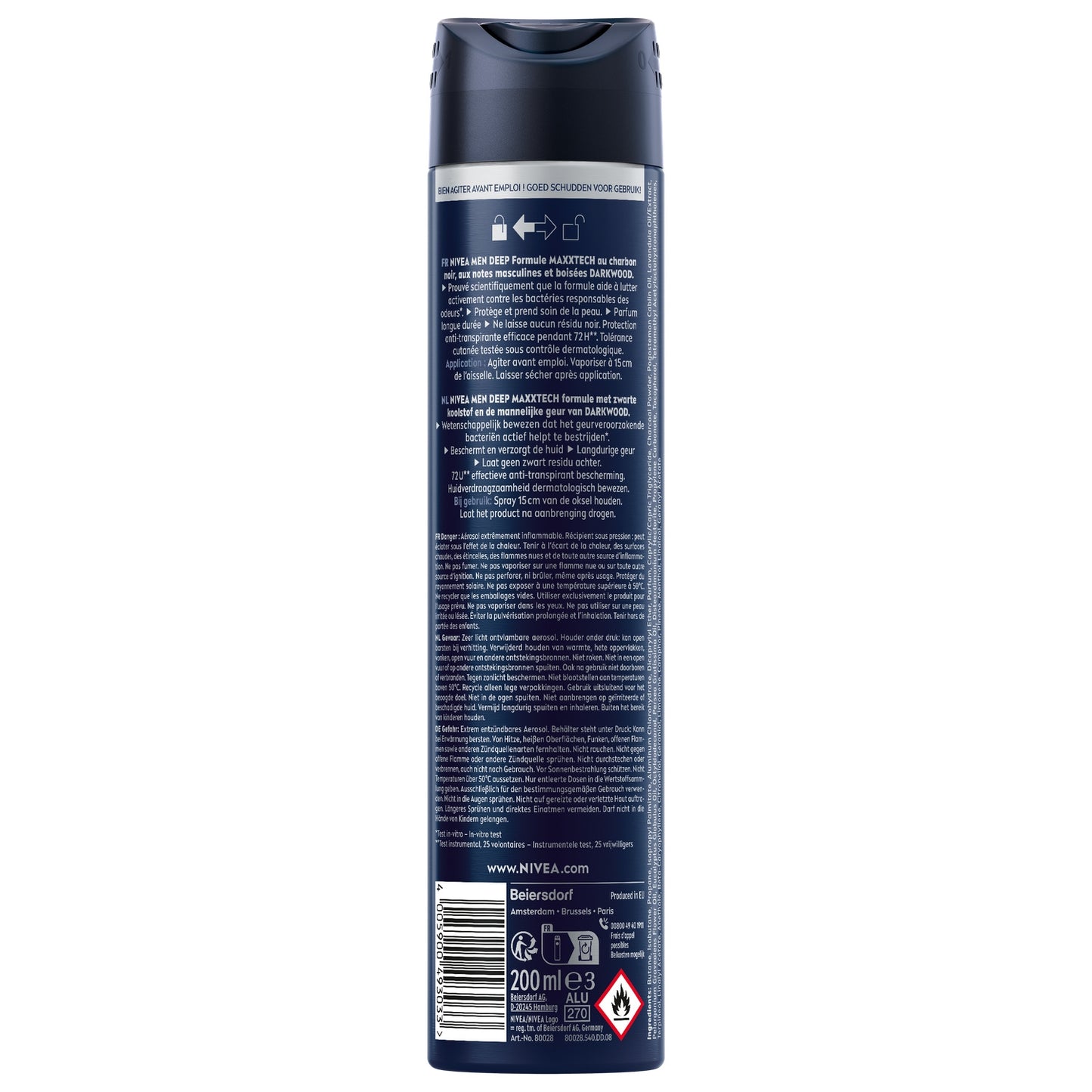 NIVEA MEN 72h Deep Anti-Perspirant Deodorant Spray for Men