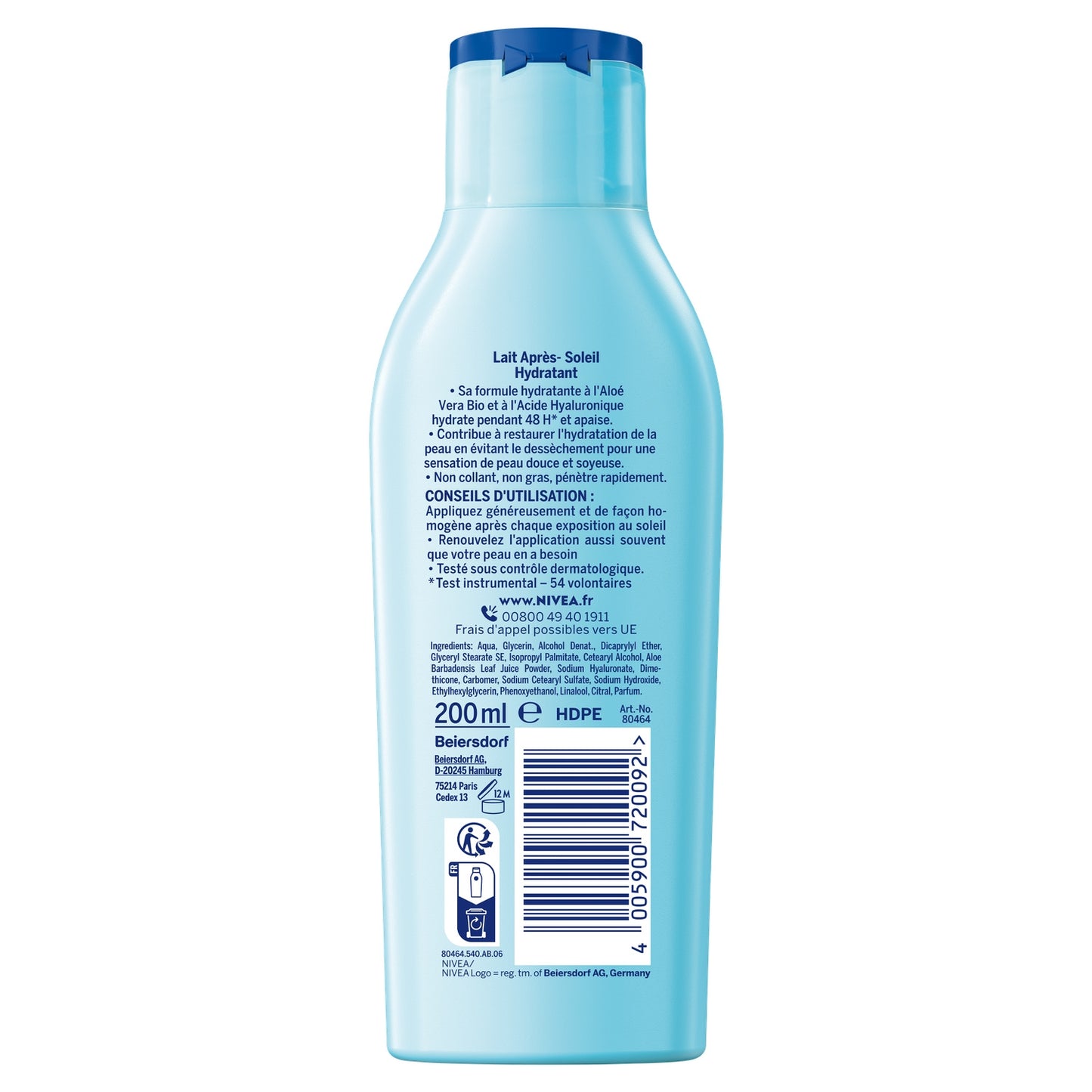 Après-Soleil Lait Corps Hydratant Rafraîchit Apaise Aloe Vera Sun NIVEA