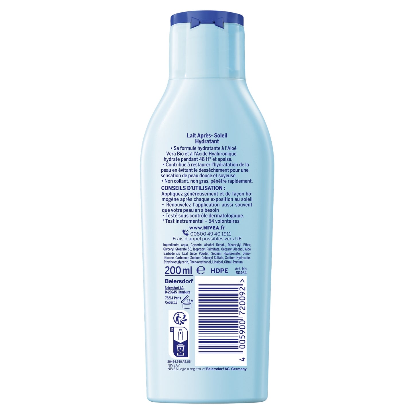 Après-Soleil Lait Corps Hydratant Rafraîchit Apaise Aloe Vera Sun NIVEA