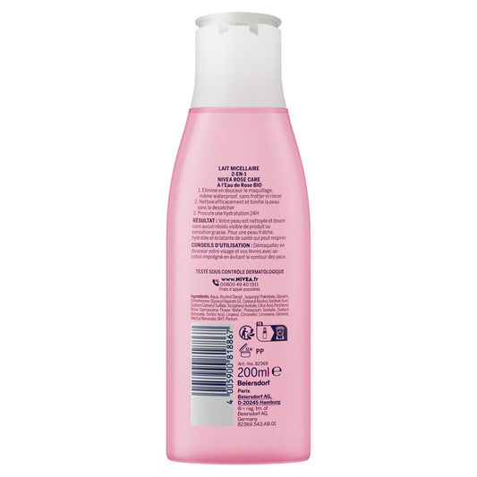 Lait Micellaire Démaquillant Rose Care Eau de Rose Bio NIVEA