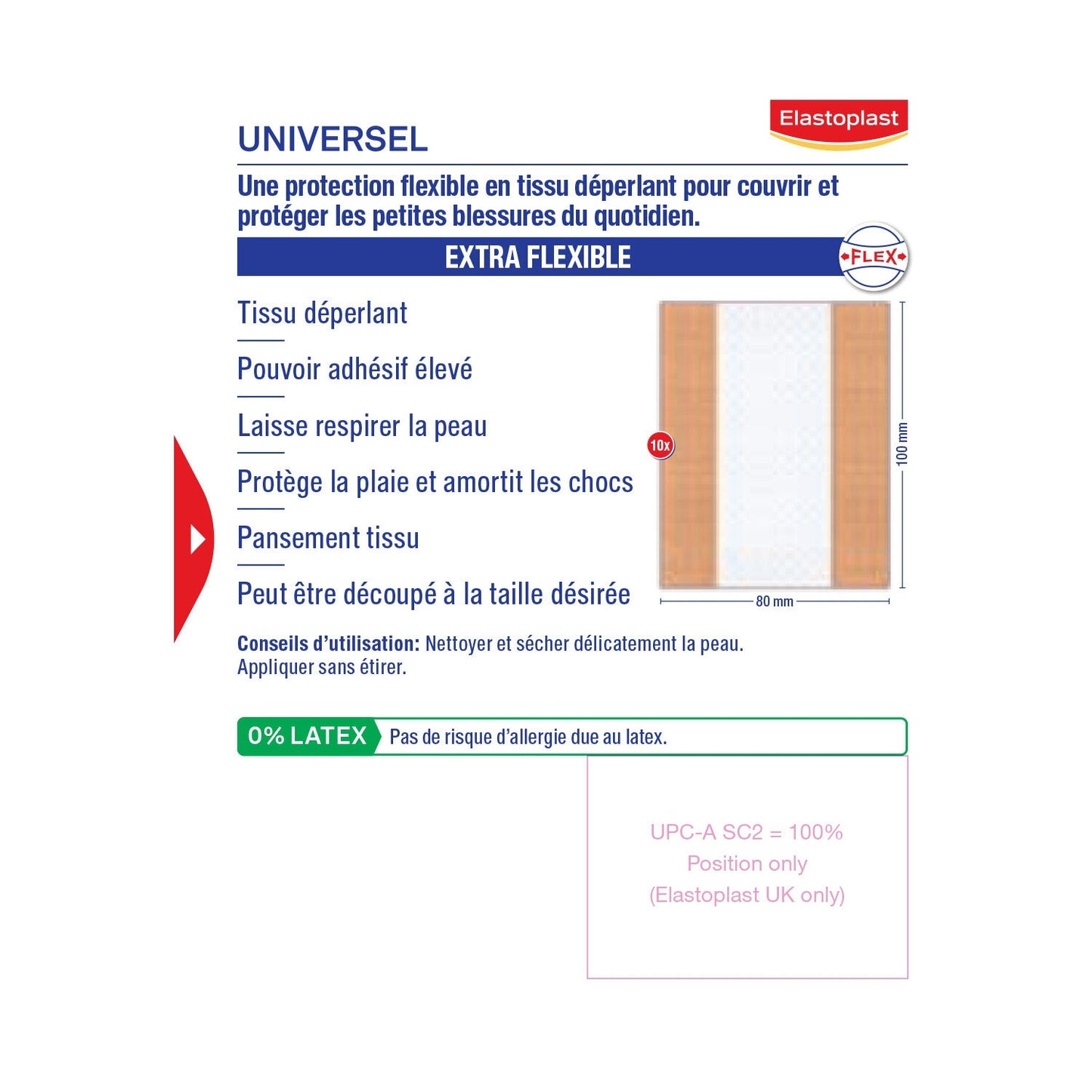 Flexible Adhesive Fabric Dressings, Cuttable, 10 Strips, ELASTOPLAST