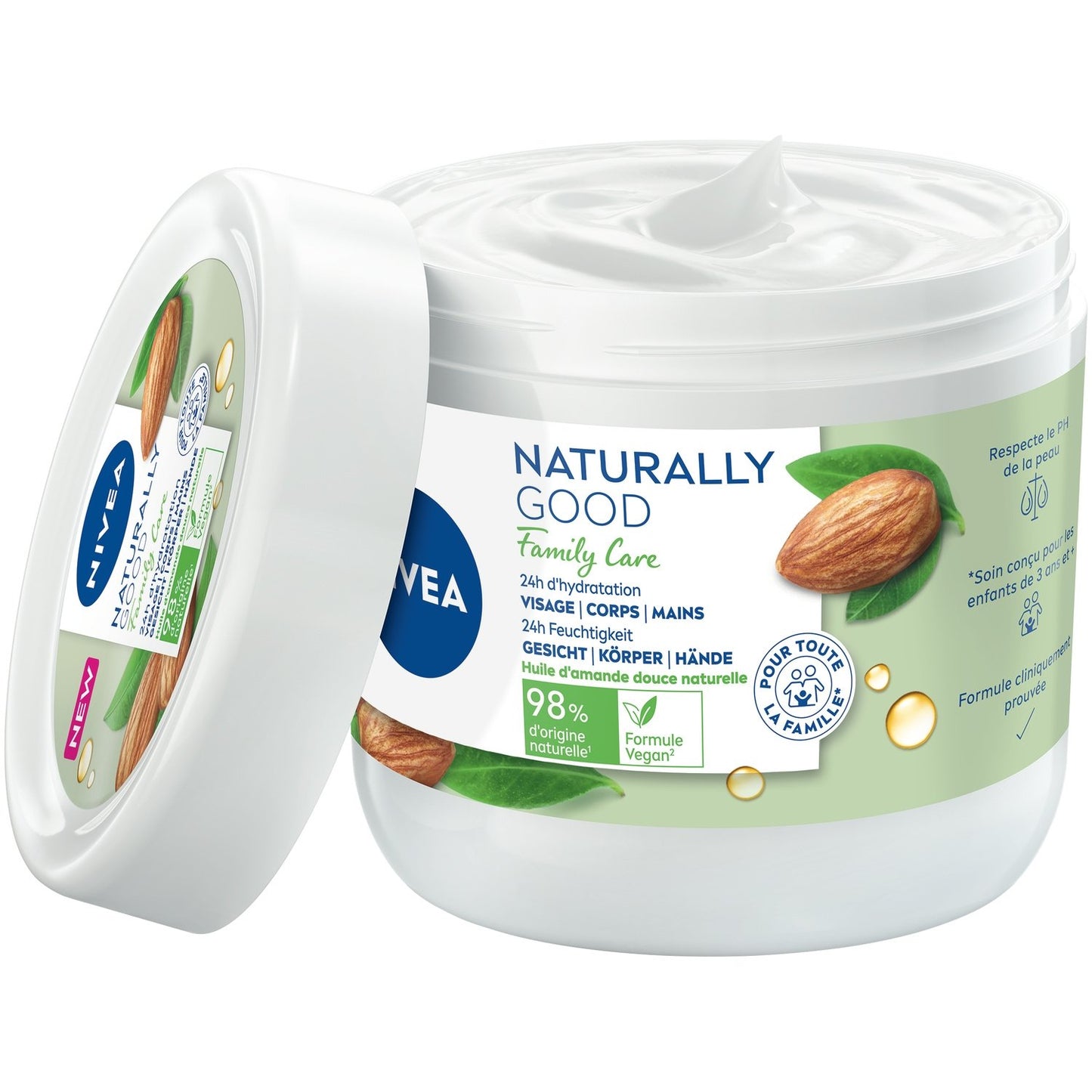Crème Visage Corps Hydratation Family Care Naturally Good Huile d'Amande Douce NIVEA