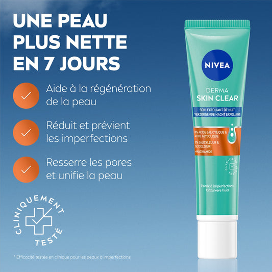 NIVEA Derma Night Peeling-Gesichtsbehandlung für zu Unreinheiten neigende Haut