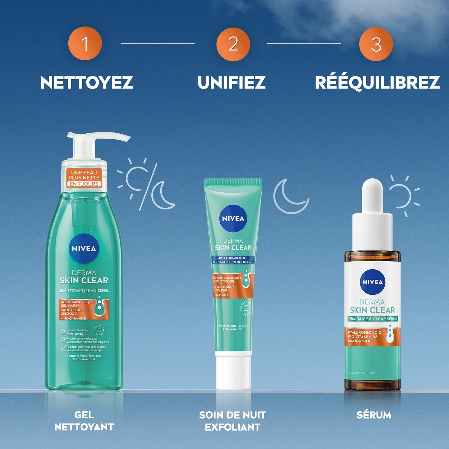 NIVEA Derma Skin Clear Gesichtsbehandlung mit Hyaluronsäure, Provitamin B5, Niacinamid