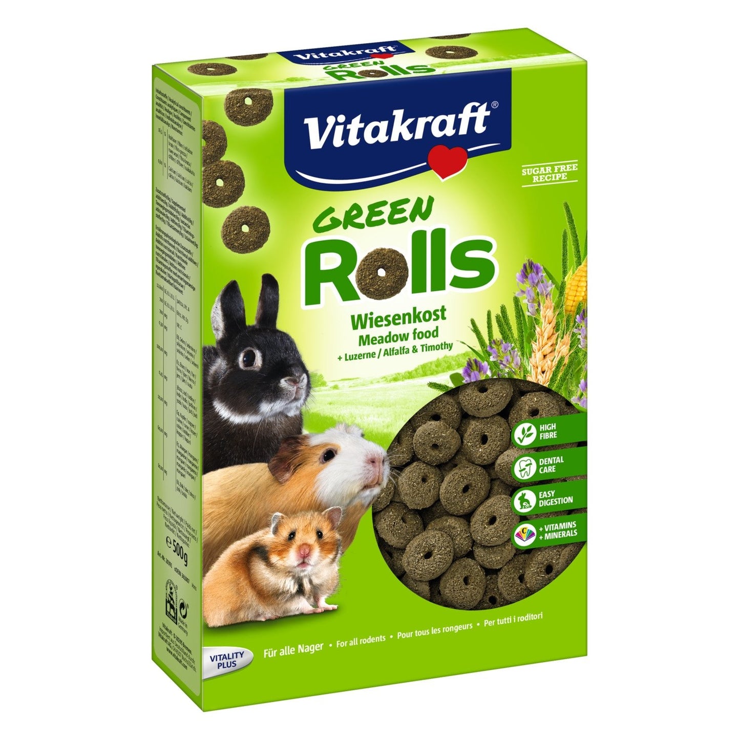 Friandise Grignoterolles pour Rongeurs Luzerne Riche en Fibres 3 Céréales Green Rolls VITAKRAFT
