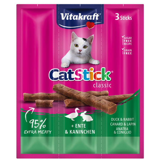 VITAKRAFT Mini-Leckerli-Sticks für Katzen mit Ente/Kaninchen