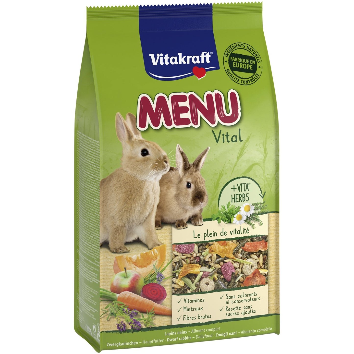Aliment pour Lapin Nain Sans Sucre Ajouté Menu Vital VITAKRAFT