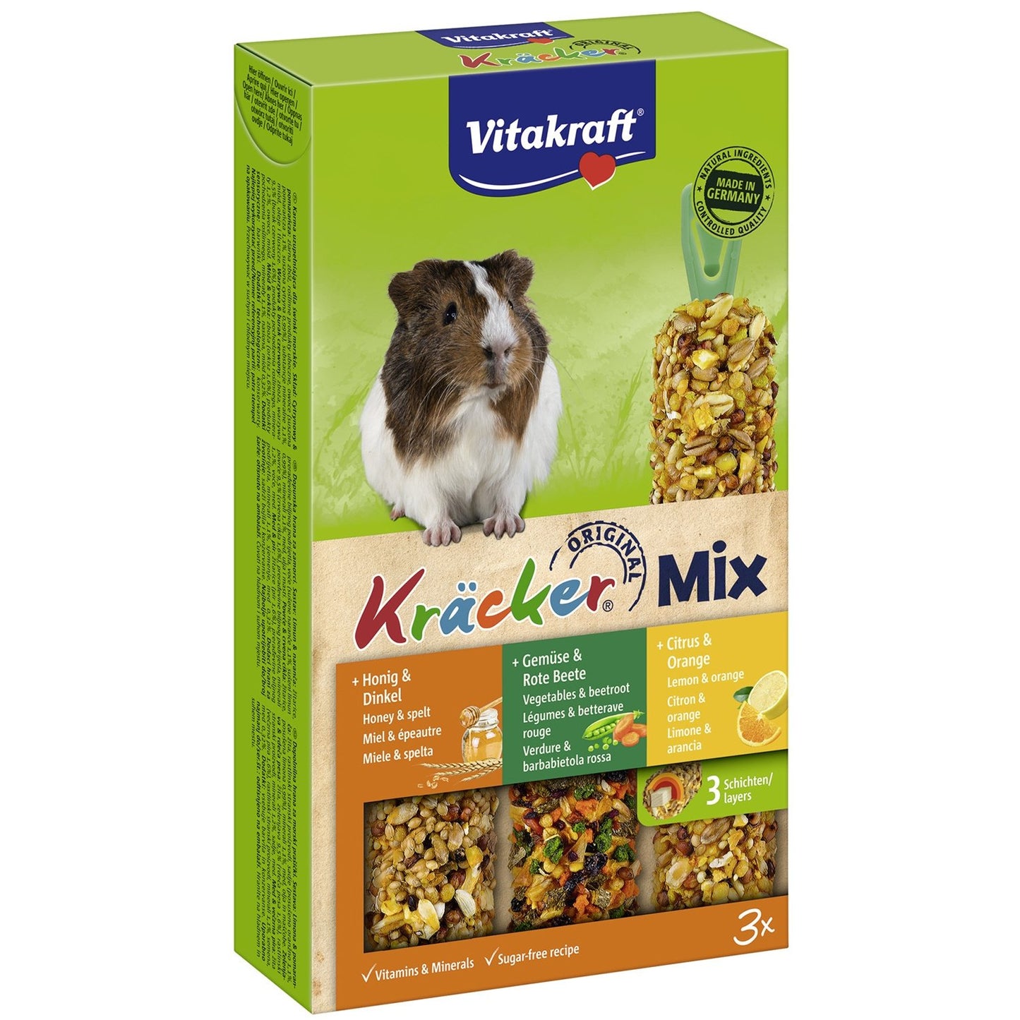 Aliment Baguette pour Cochon d'Inde Mixte Céréales Citron Légumes Miel Kracker VITAKRAFT