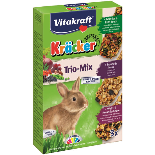 Krackers VITAKRAFT Trio Mix Getreide-Obst- und Gemüse-Baguette-Leckerli für Zwergkaninchen