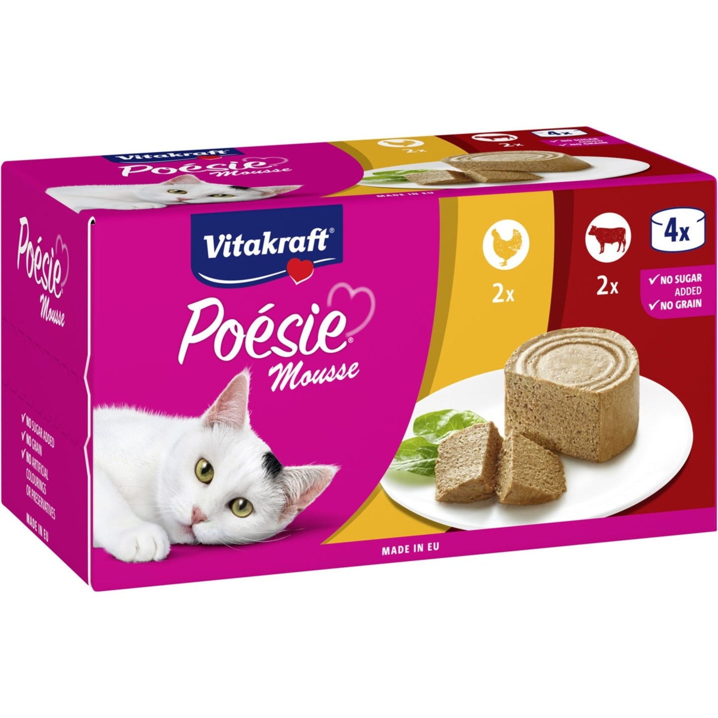 Mousse pour Chats Poulet et Boeuf VITAKRAFT les 4 boîtes de 85g