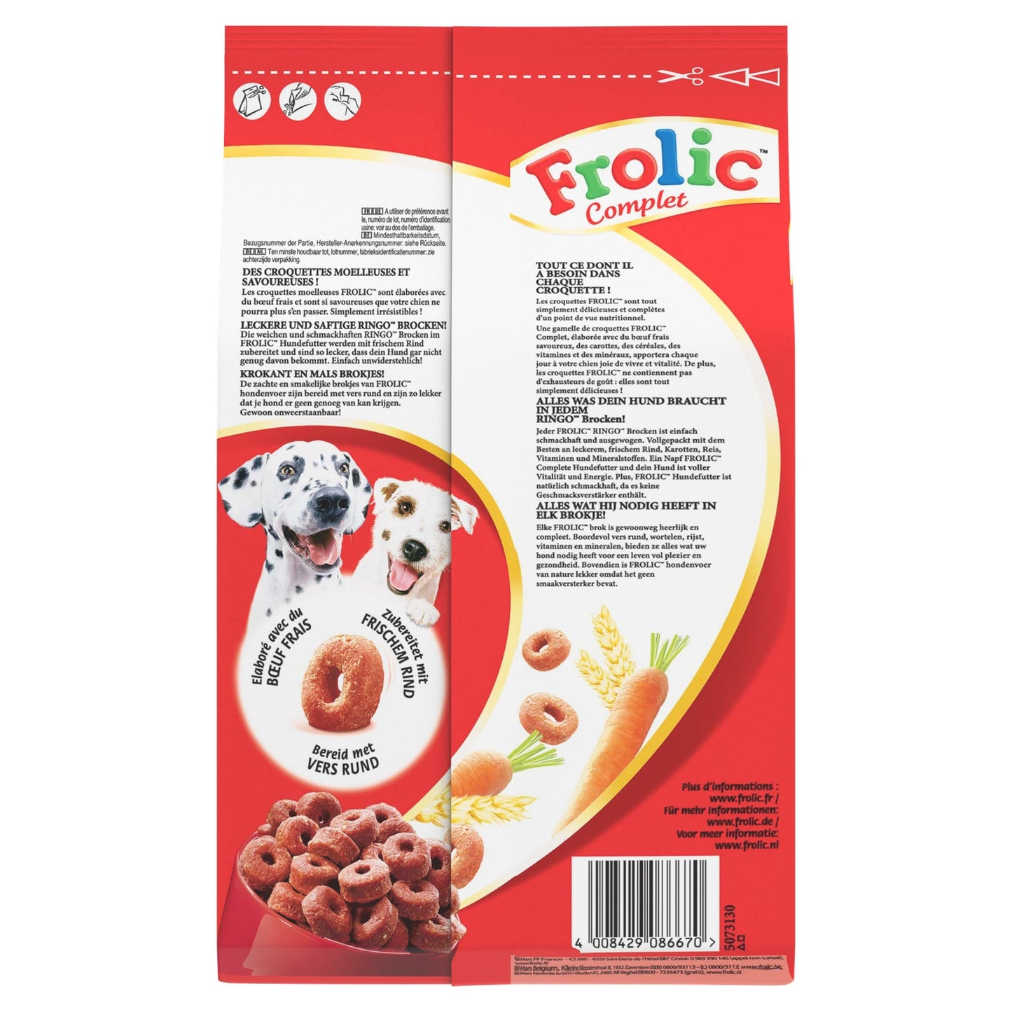FROLIC Soft Dog Food with Beef, Carrots and Cereals