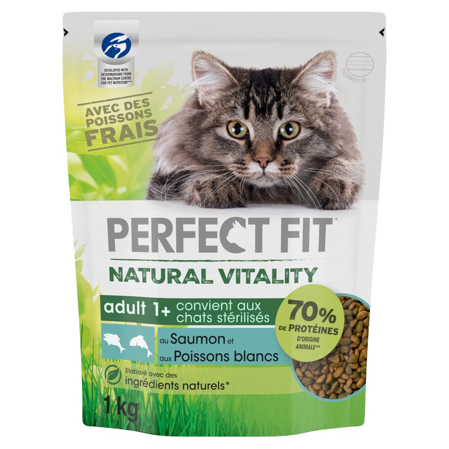 Croquettes pour Chat Adulte Stérilisé Saumon PERFECT FIT le sac de 1kg