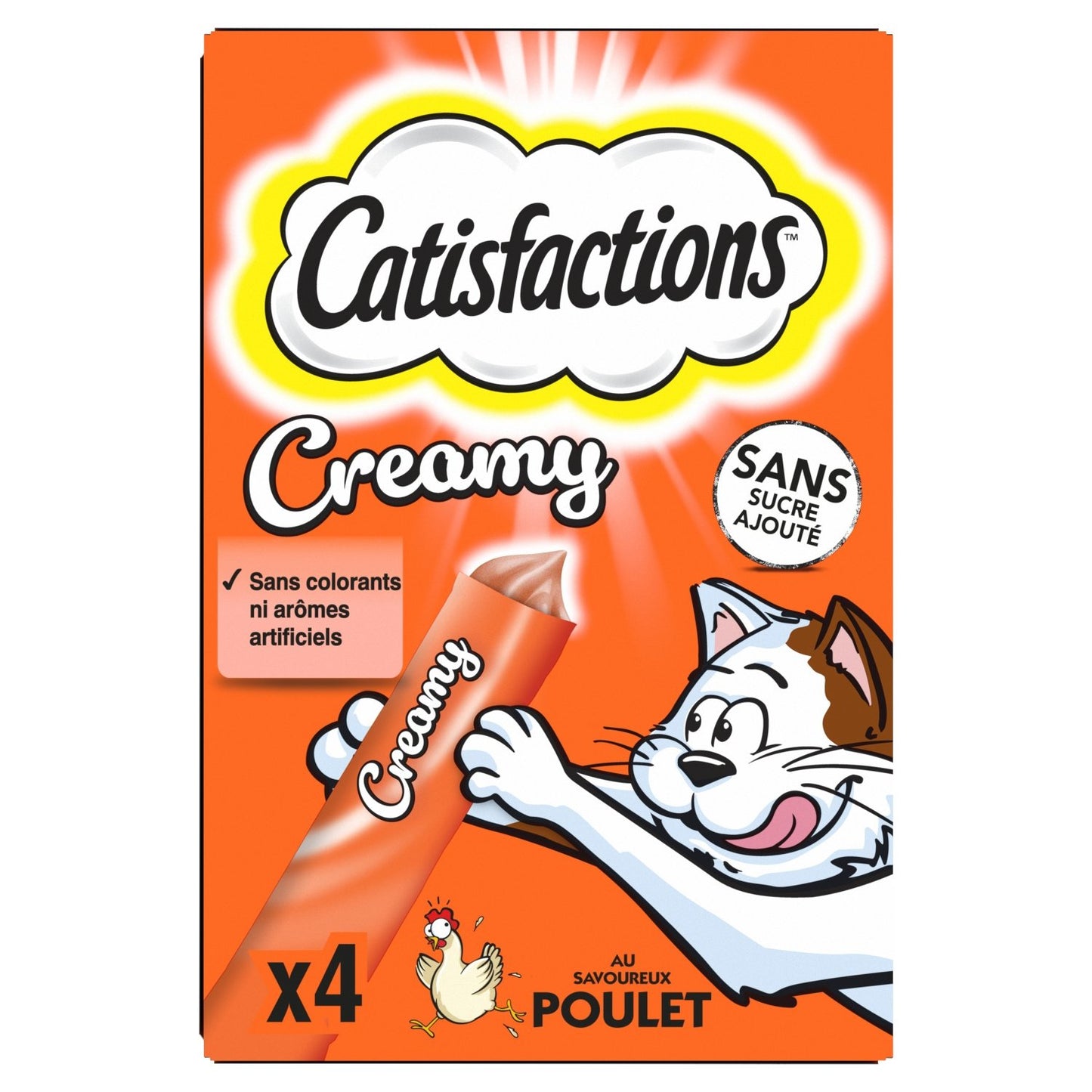 Friandises pour Chat Adulte Poulet Creamy Snack CATISFACTIONS la boîte de 4