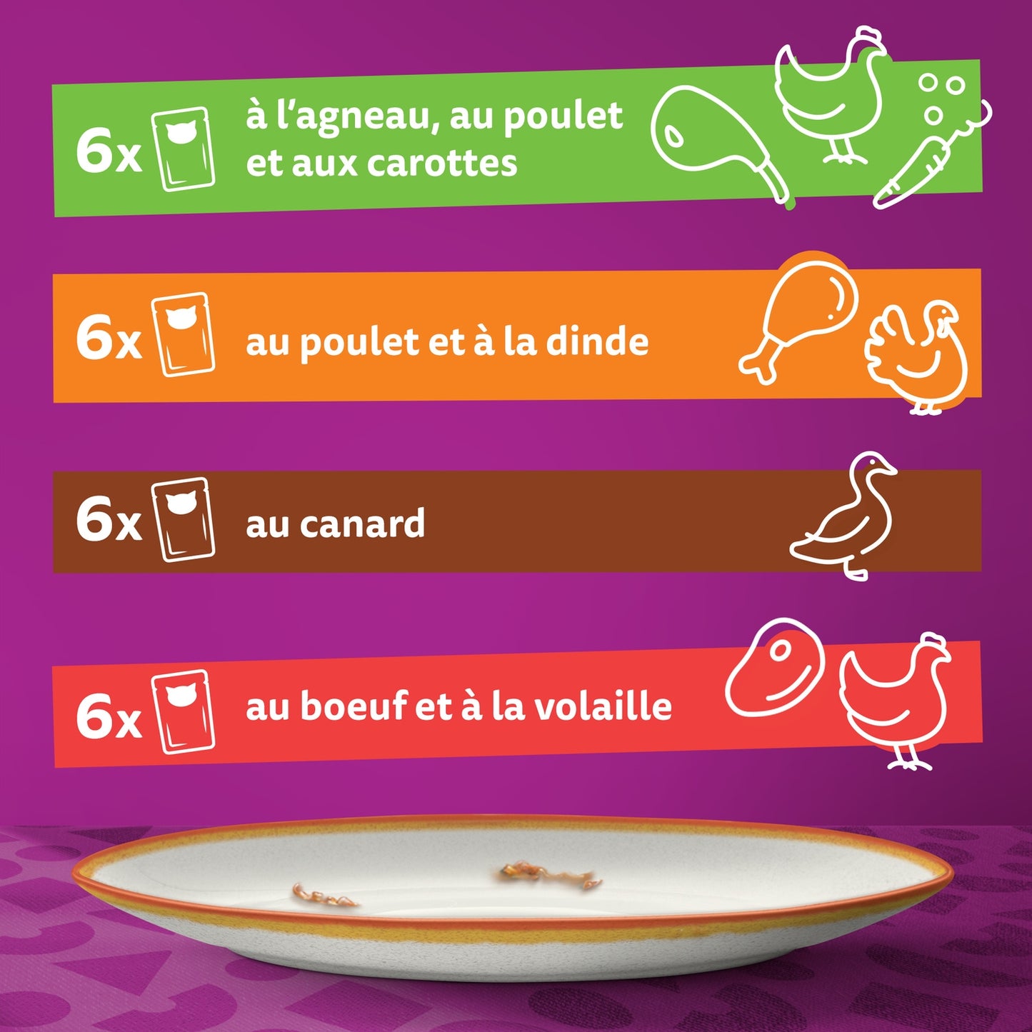 Pâtée pour Chat Adulte en Sauce Agneau Poulet Carottes Poulet Dinde Canard Boeuf Volaille Tasty Mix Recettes de Campagne WHISKAS