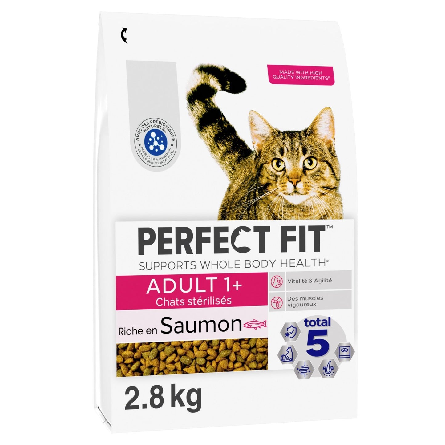 Croquettes pour Chat Adulte Stérilisé Riche en Saumon PERFECT FIT