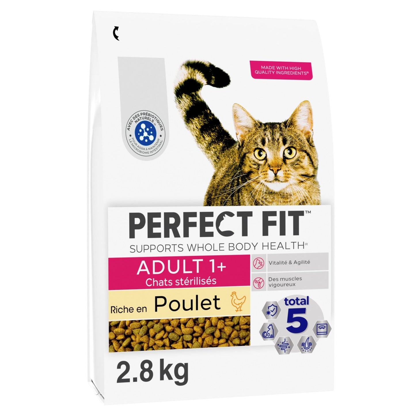 Croquettes pour Chat Adulte Stérilisé Poulet Total 5 PERFECT FIT le sac de 2,8kg