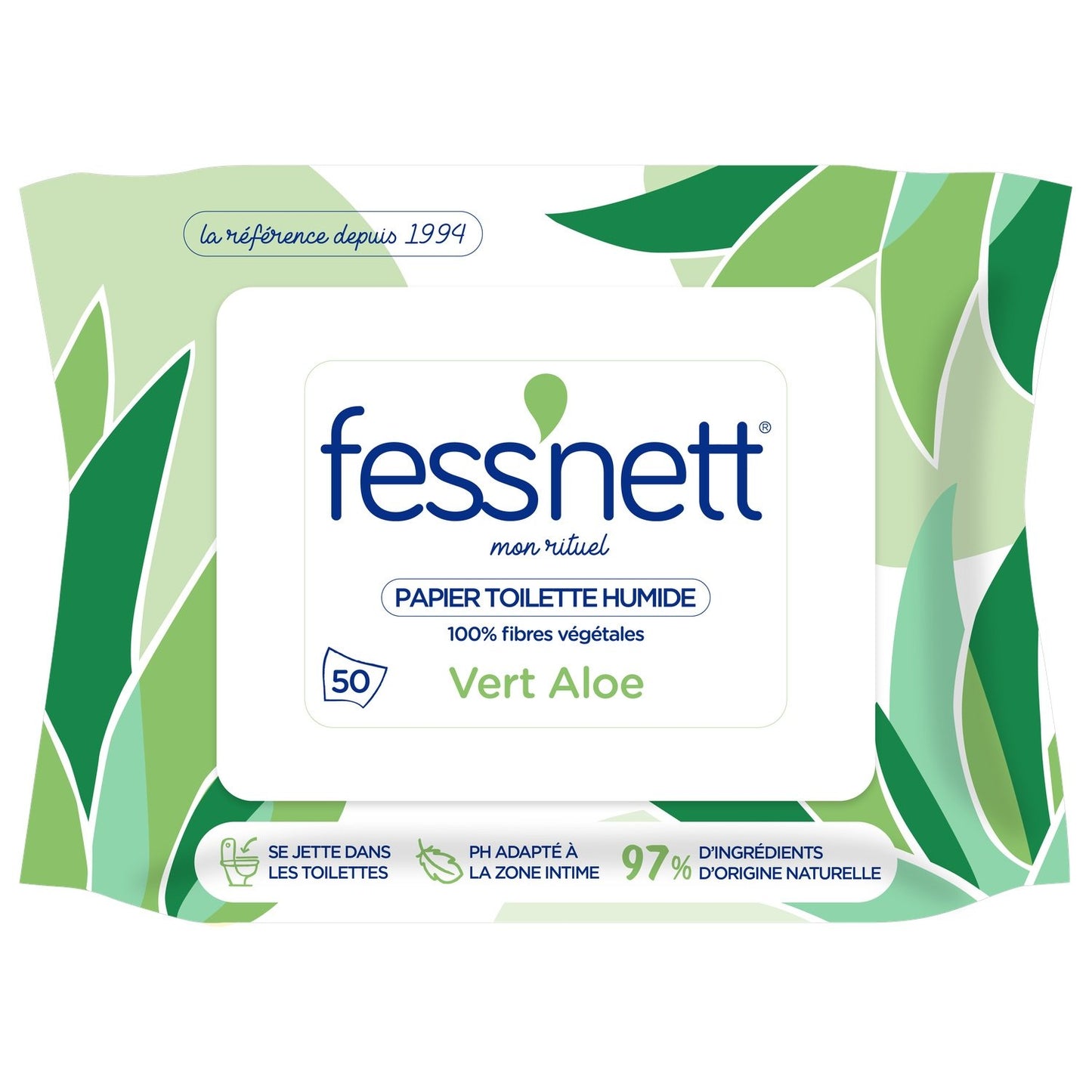 FESS'NET Soft Aloe Green Wet Toilet Paper 100% Vegetable Fibers