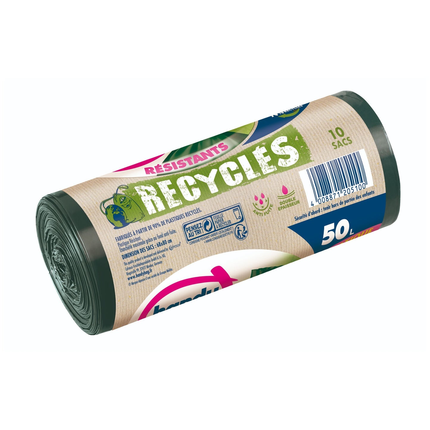 Sac Poubelle Résistants Recyclés 50L HANDY BAG