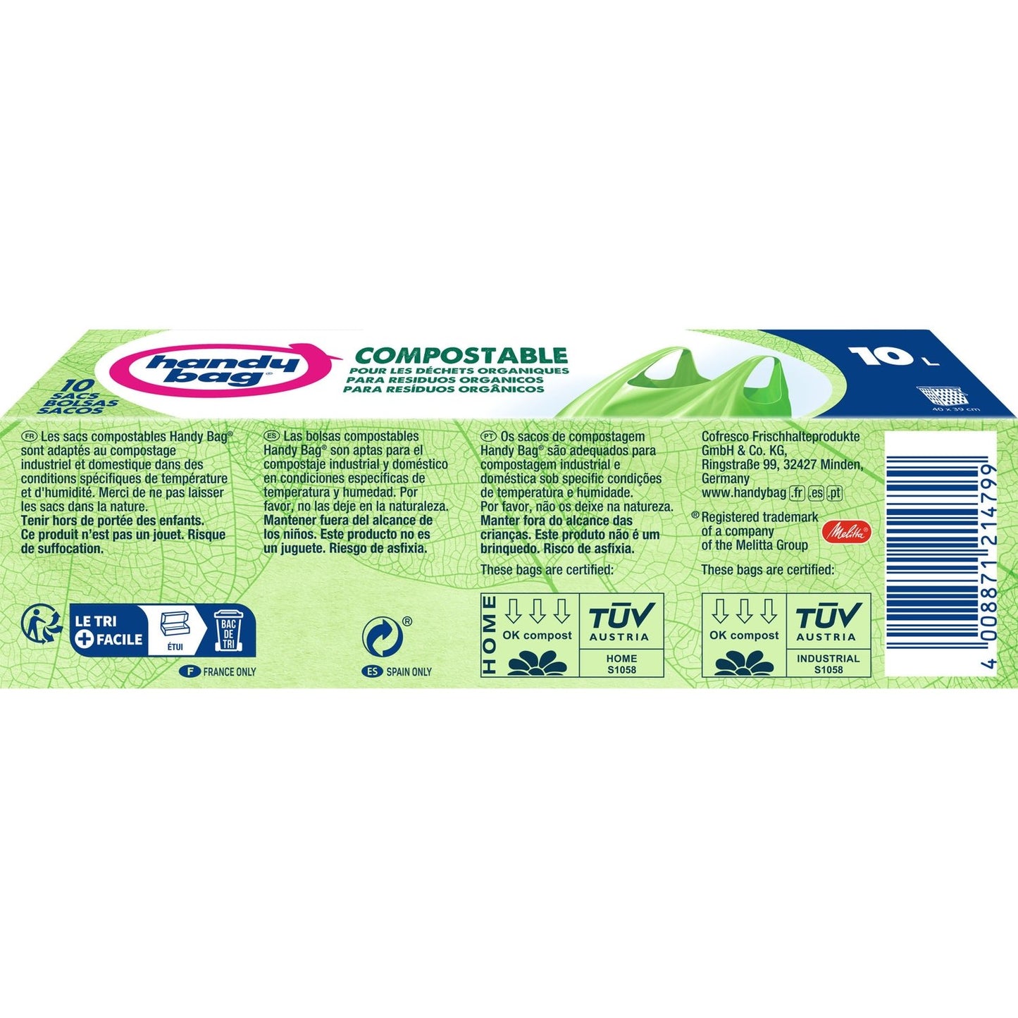 10L 100% Compostable HANDY BAGS Garbage Bag with Handles