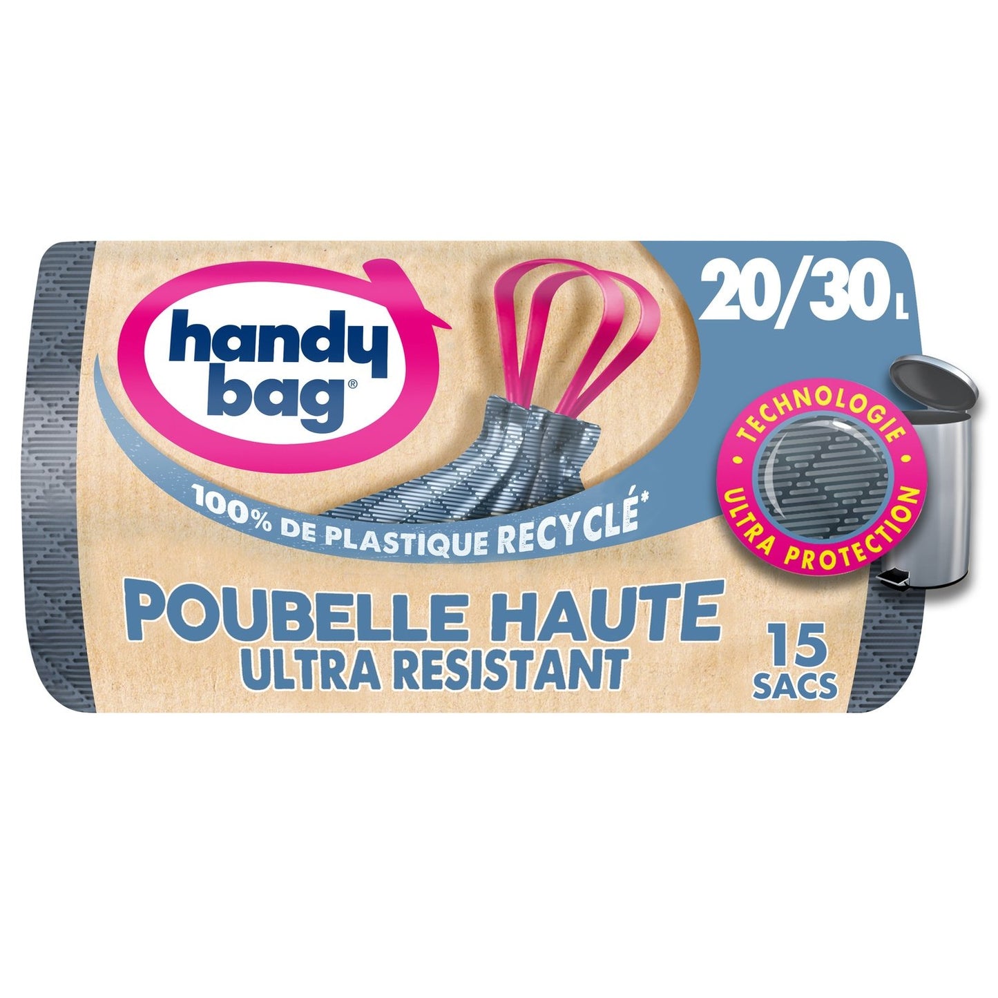 Sac Poubelle Ultra-Résistant 20/30L HANDY BAGS les 10 sacs