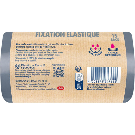 Sac Poubelle Poubelle Haute, Fixation Elastique 20/30L HANDY BAG