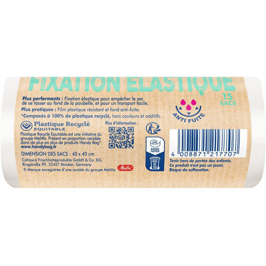 Sac Poubelle pour Salle de Bain 10l avec Fixation Élastique HANDY BAGS