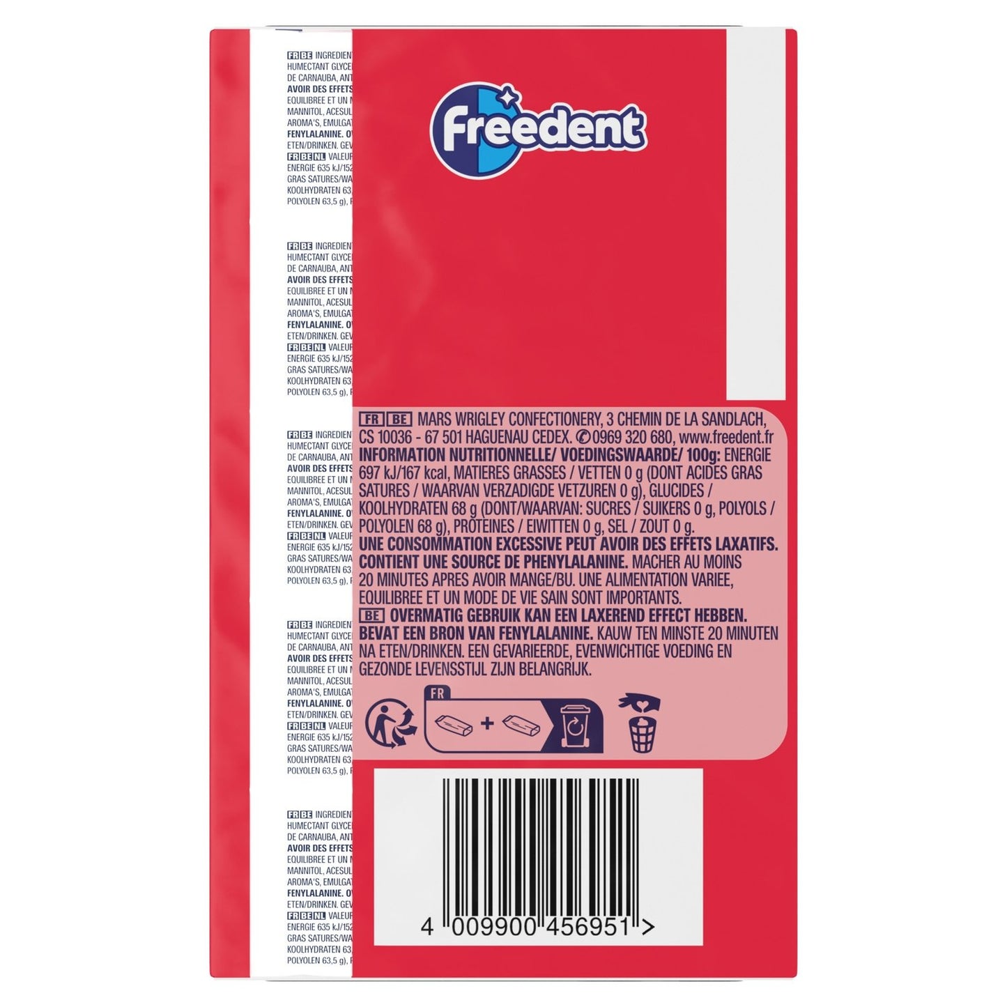 Chewing-Gum Goût Fraise Sans Sucres FREEDENT