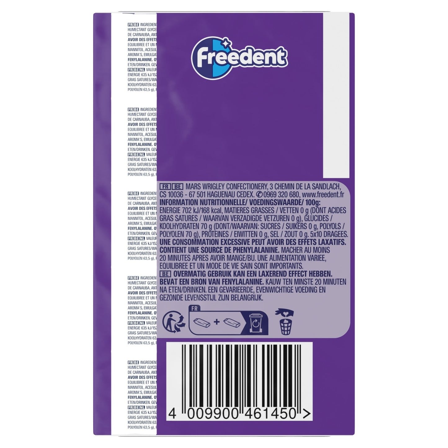 Chewing-Gum Goût Myrtille Sans Sucres FREEDENT