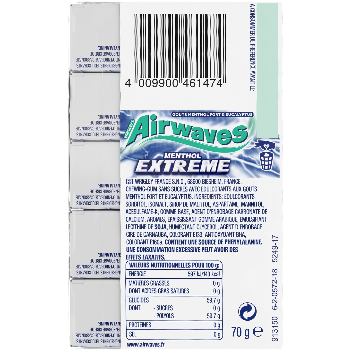Menthol Extreme Sugar-Free Chewing Gum AIRWAVES
